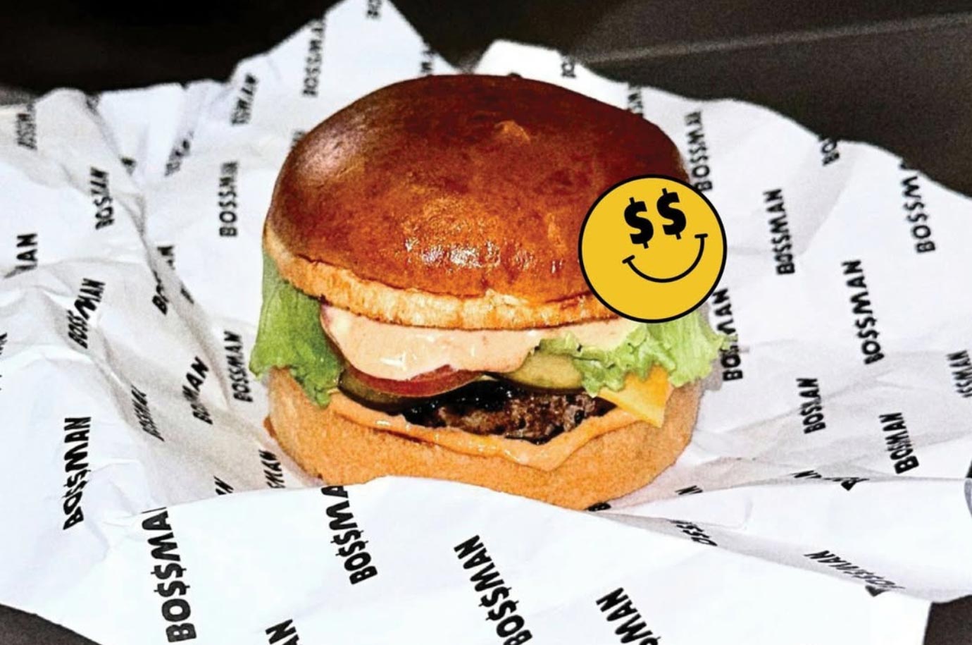 Juicy meat burger in BO$$MAN restaurant