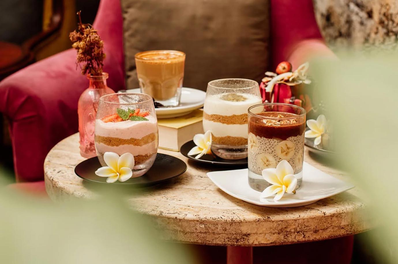 A selection of desserts on the table of the guests of Lazy Cats