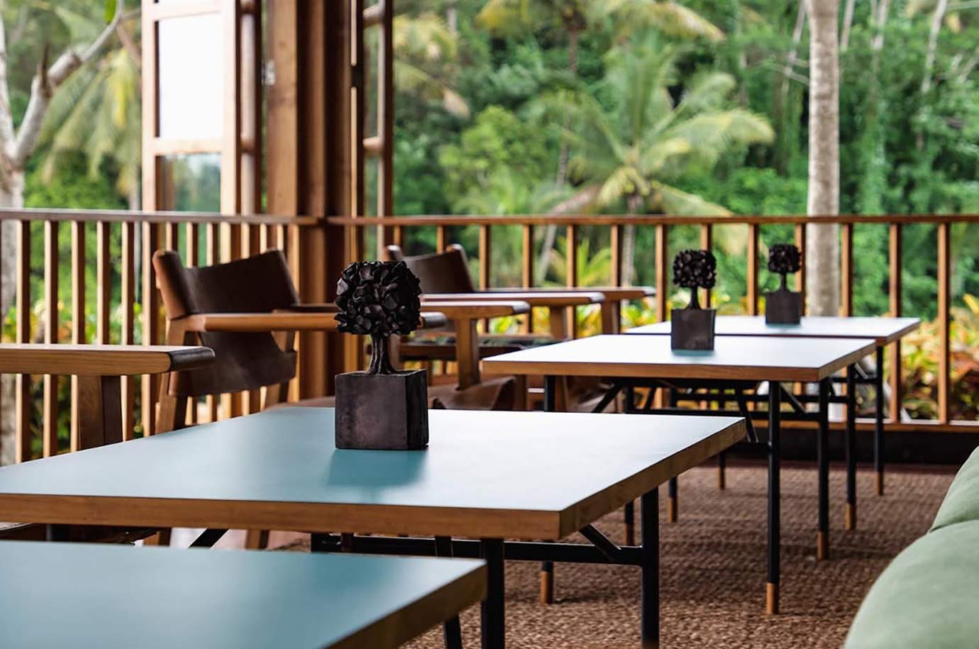 Rusters cafe tables overlooking the rice fields