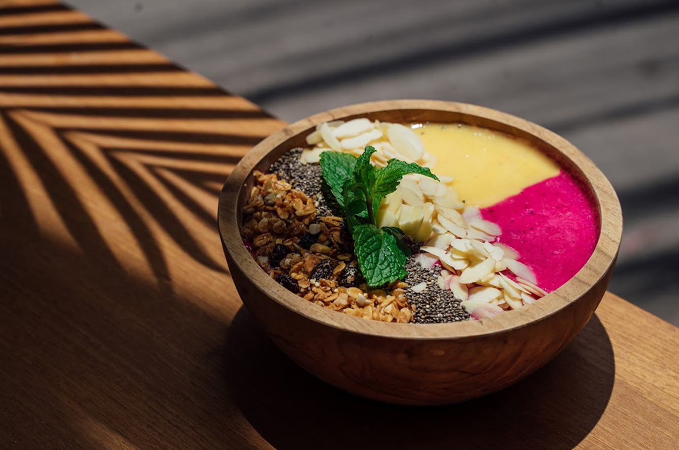 Granola, quinoa nuts and and smoothies in one bowl at Sala Bistro