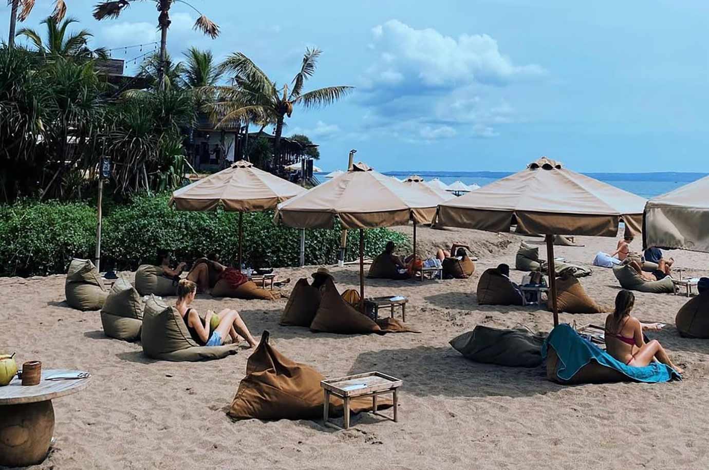 Times Beach Warung - the cafe's seats on the beach