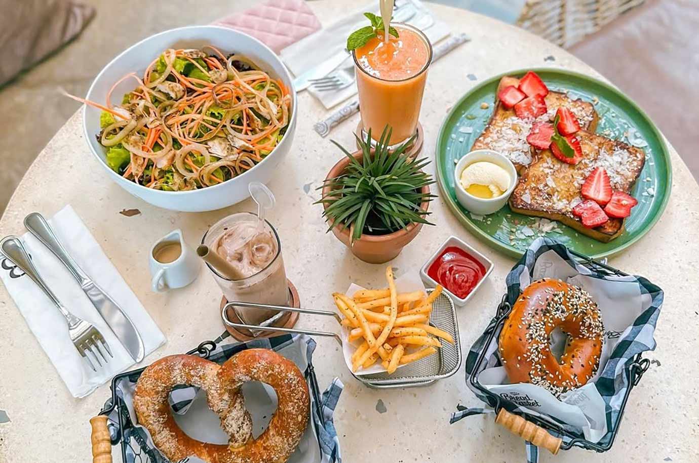 Range of food from Bread Basket cafe