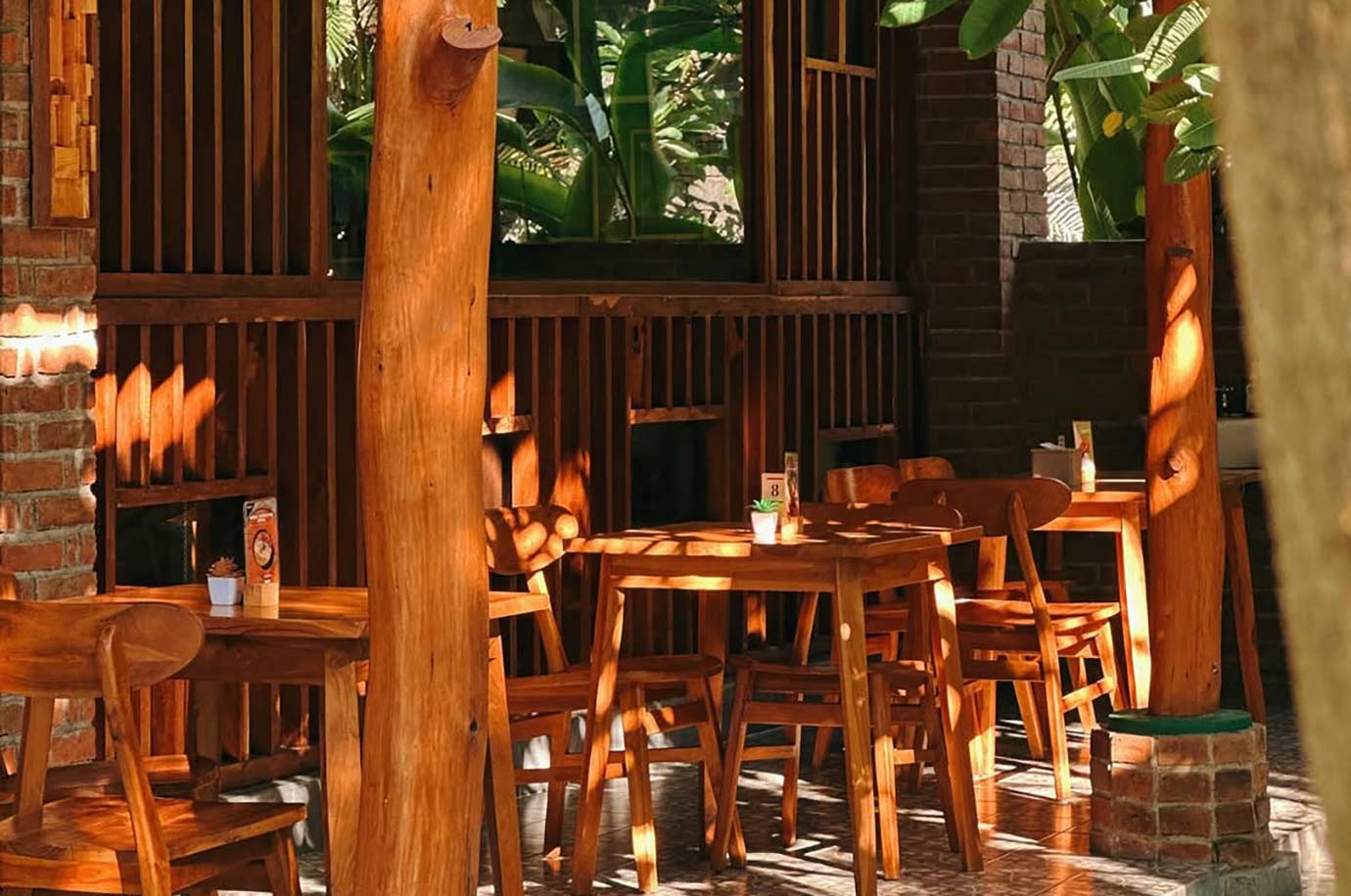 Wooden furniture in the O’Sea Coffee and Eatery