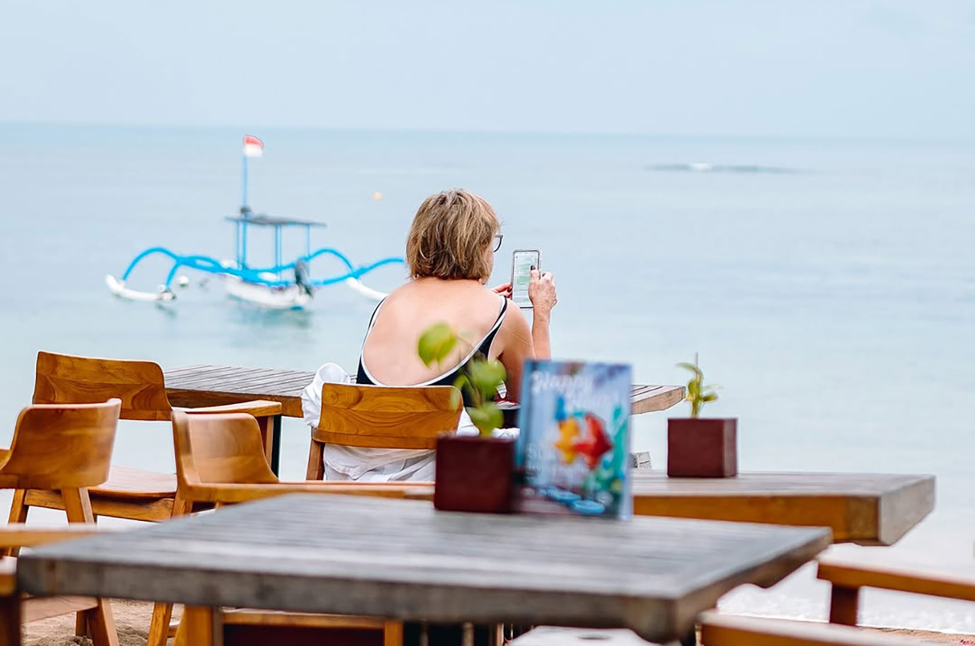Outdoor seats in Soul on the Beach cafe
