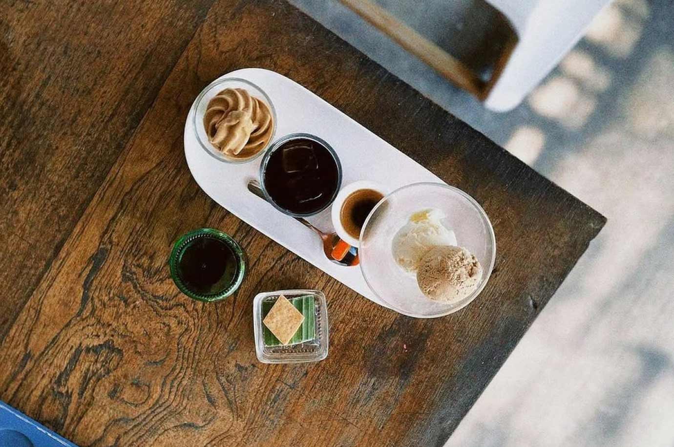 Coffee and desert from Seniman Coffee Studio