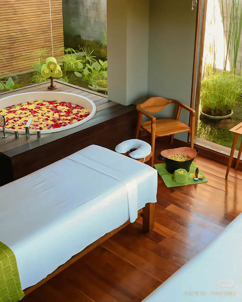 Massage room and pool in Spa at Maya Ubud