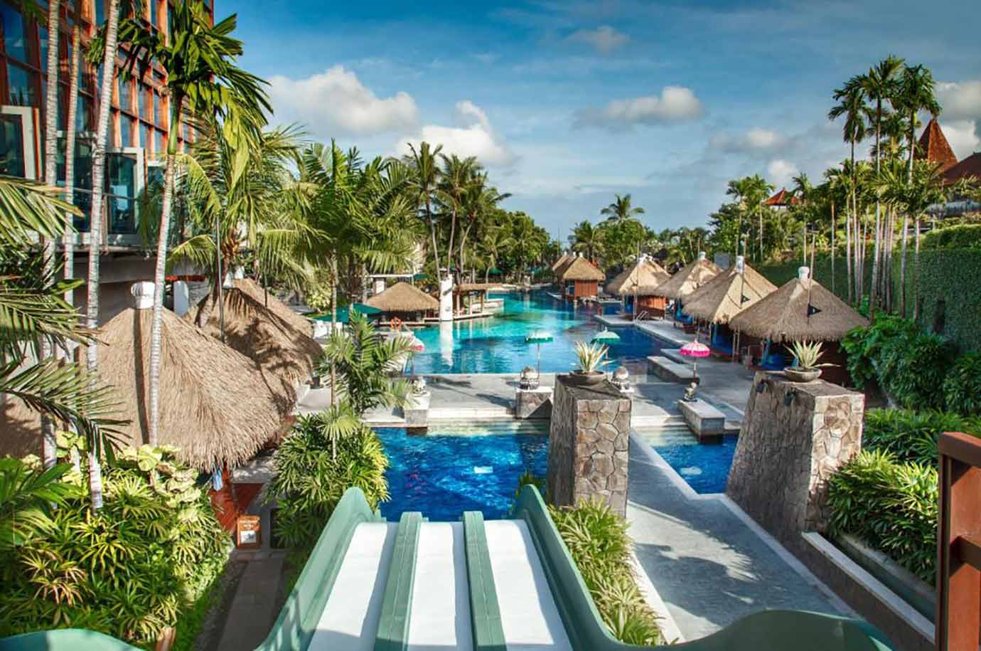Houses and pools, and water attractions on the area of Hard Rock Hotel