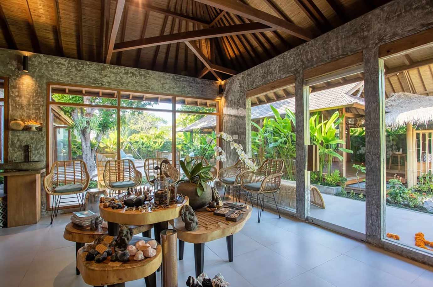 Boho interior of Koa Shala Spa