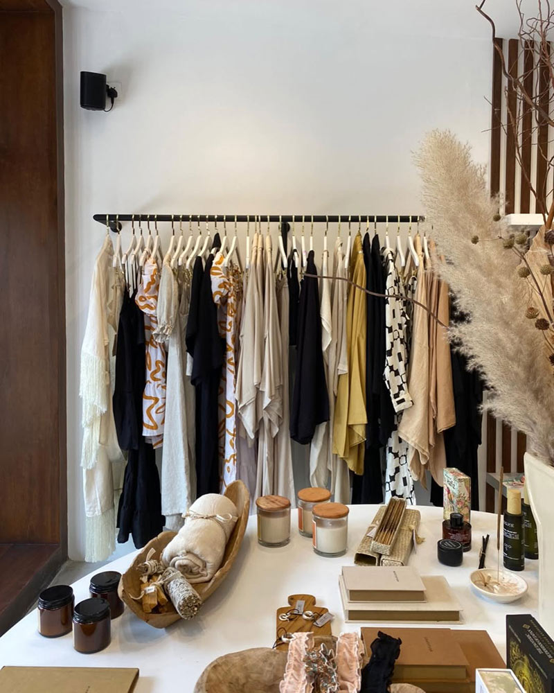 The range of clothing in the Cacao + Kimono store