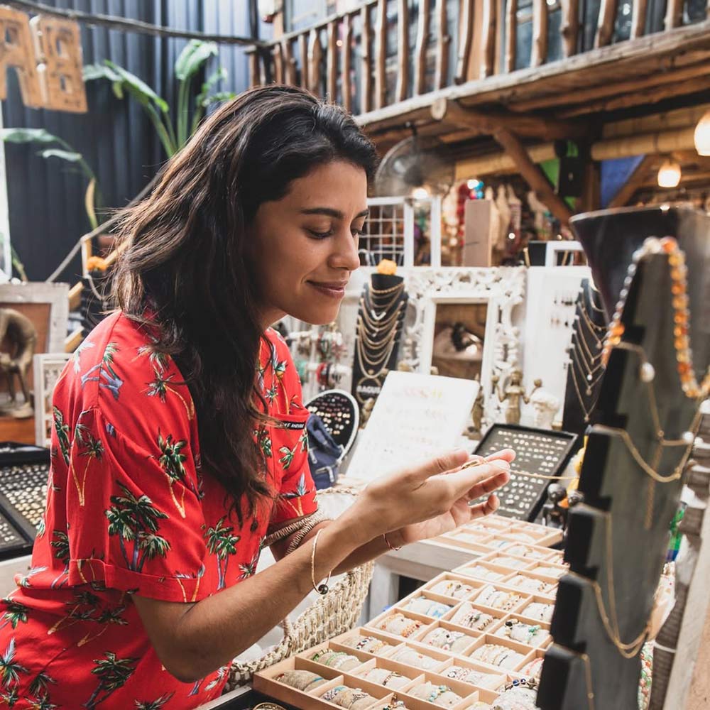 Buying jewellery at Love Anchor Market Bazaar