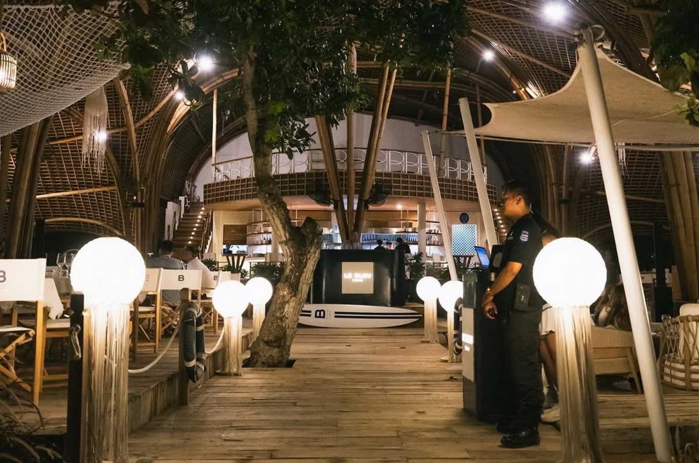 Interior of Le Bleu restaurant