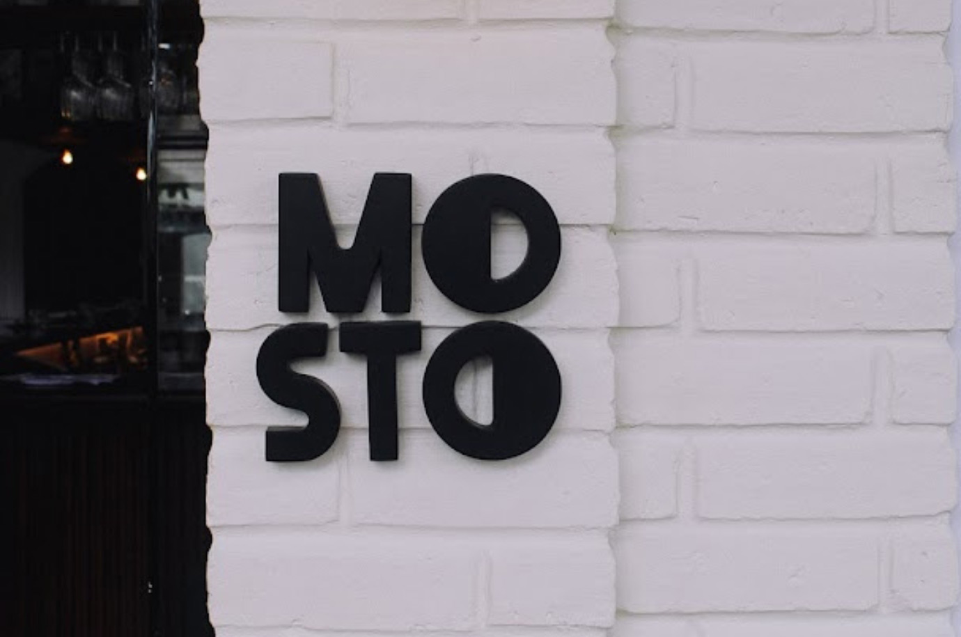 The signboard on the Mosto restaurant