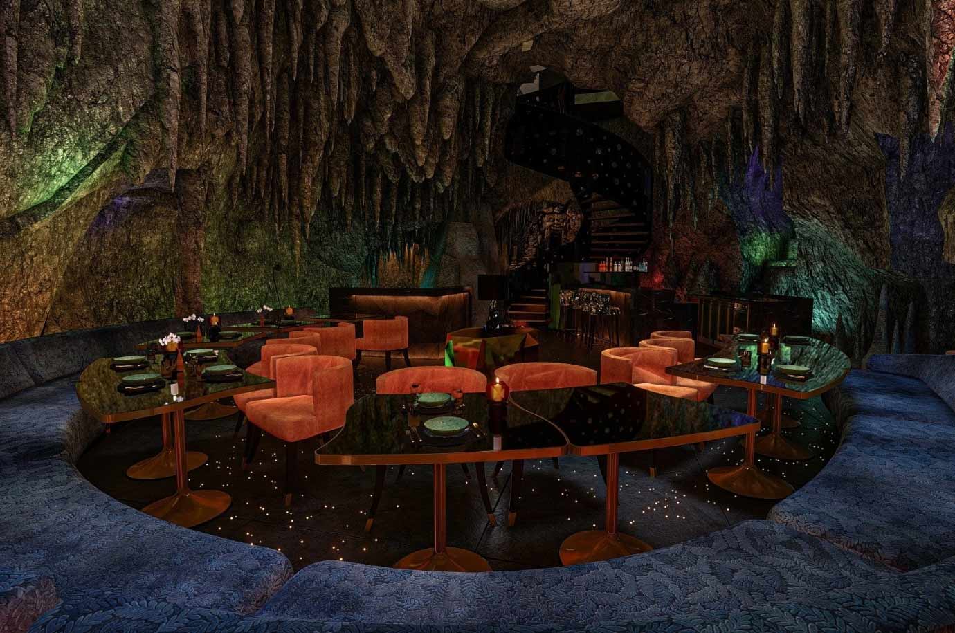Interior of The Cave restaurant