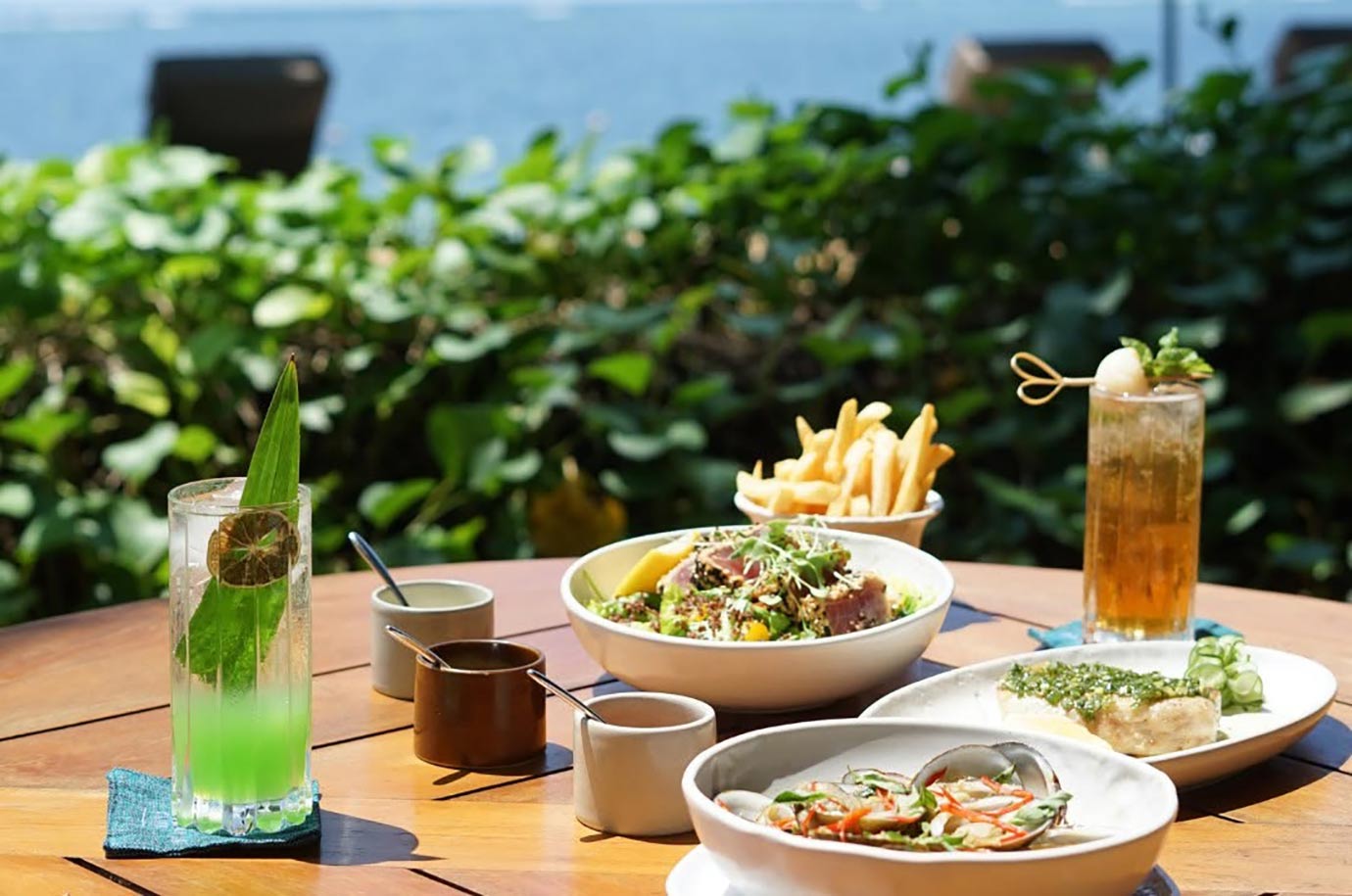 Food and drinks on the table in Fisherman’s Club