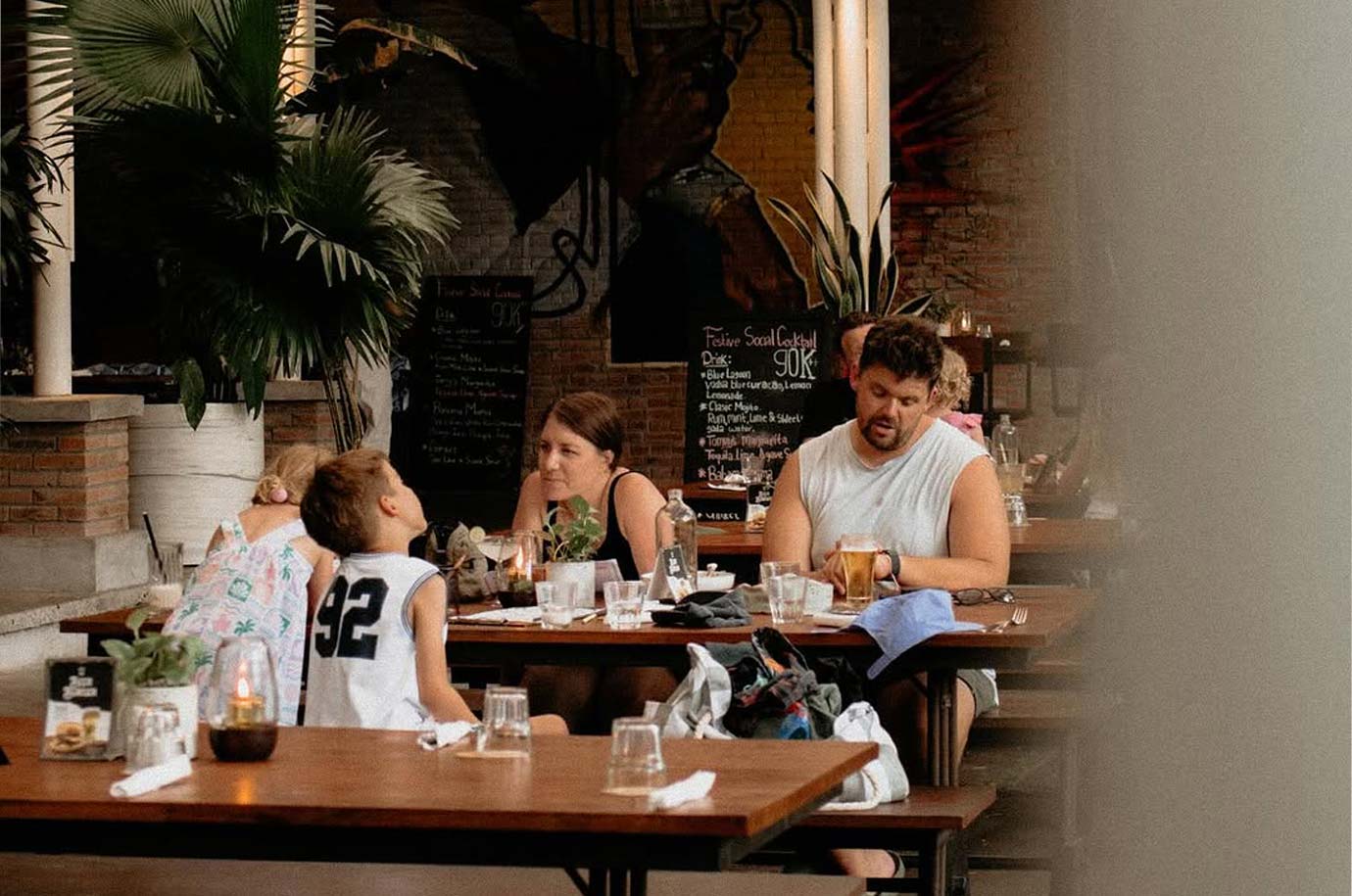 Family in Shotgun Social restaurant