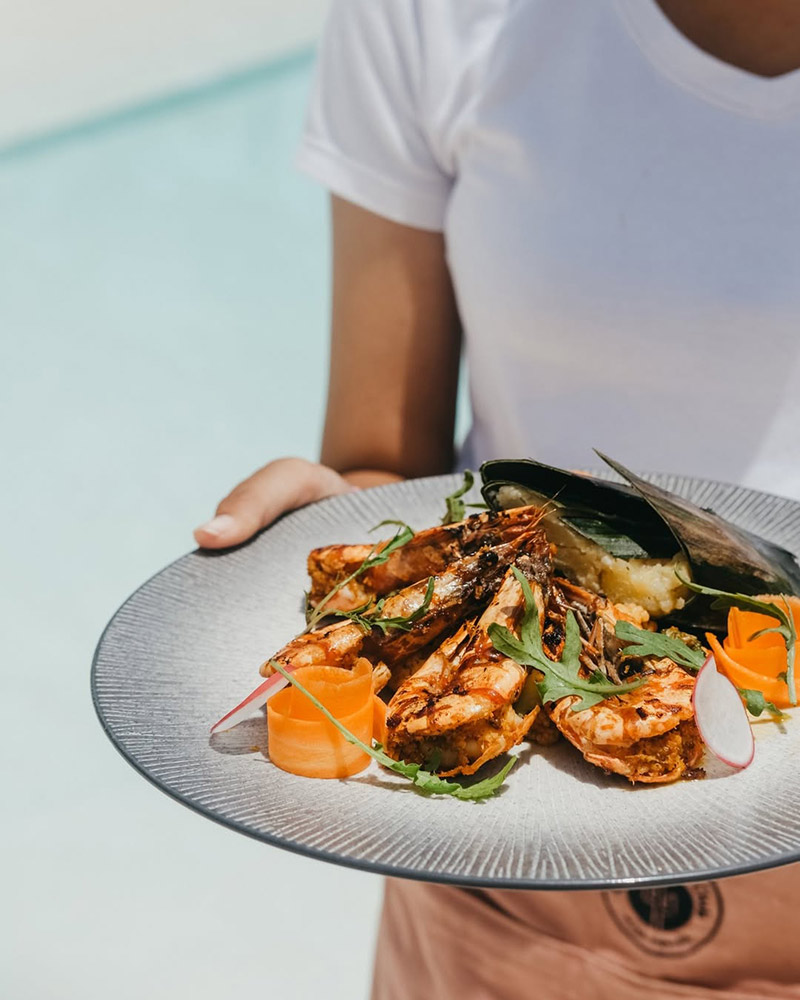 Seafood on the plate at Cactus Nusa Penida