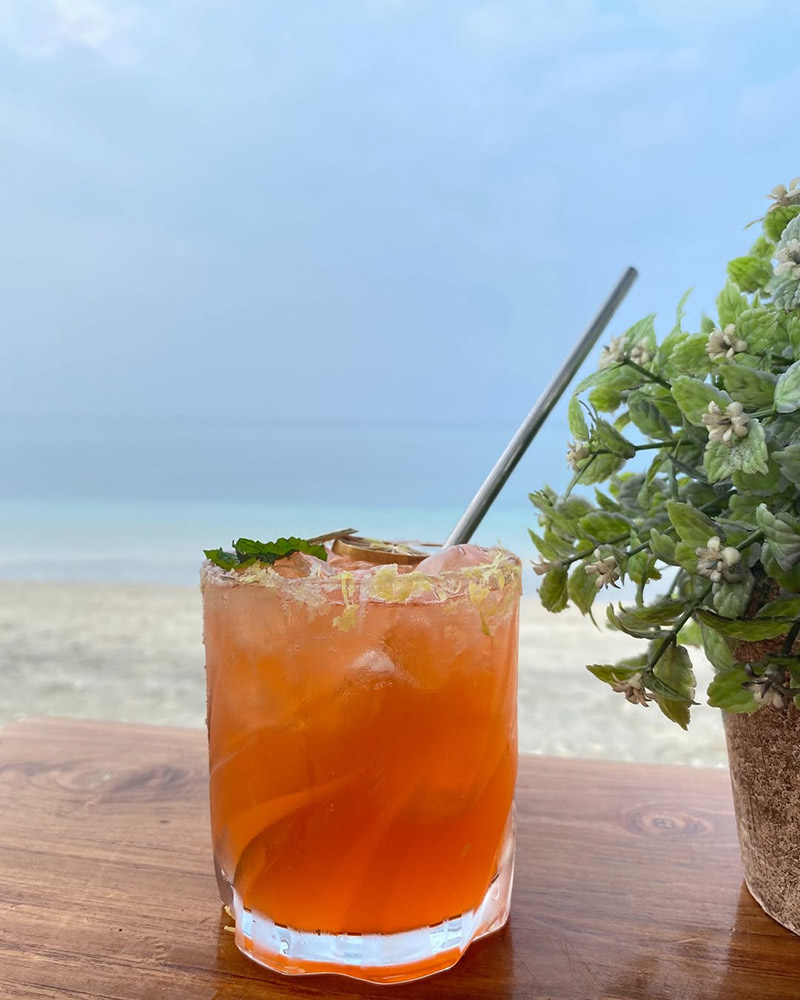 Cocktail from Legend Bar with ocean view
