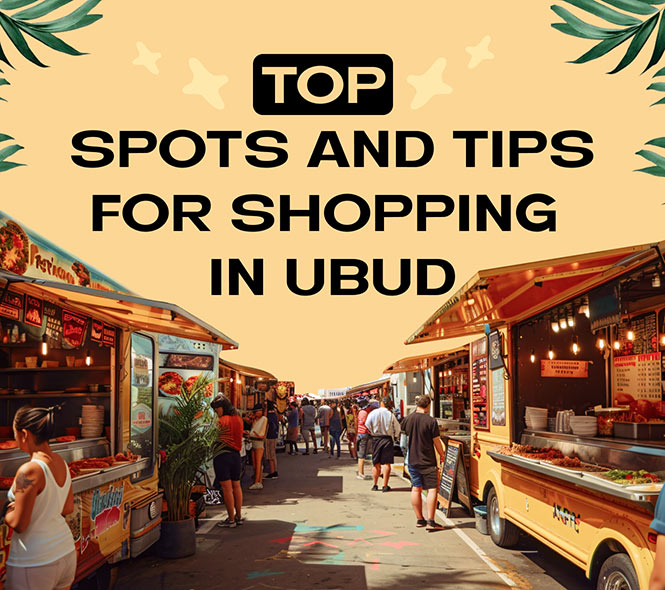 Shopping arcades and shoppers in Ubud