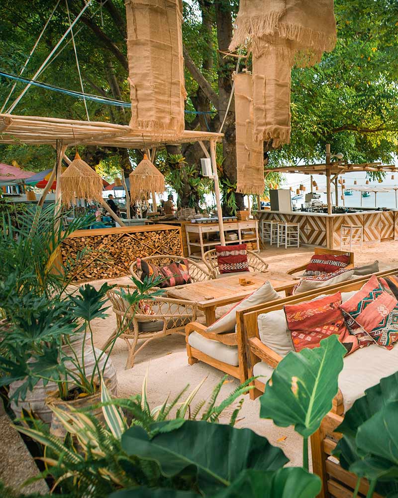 Boho style La Cala Beach Club restaurant
