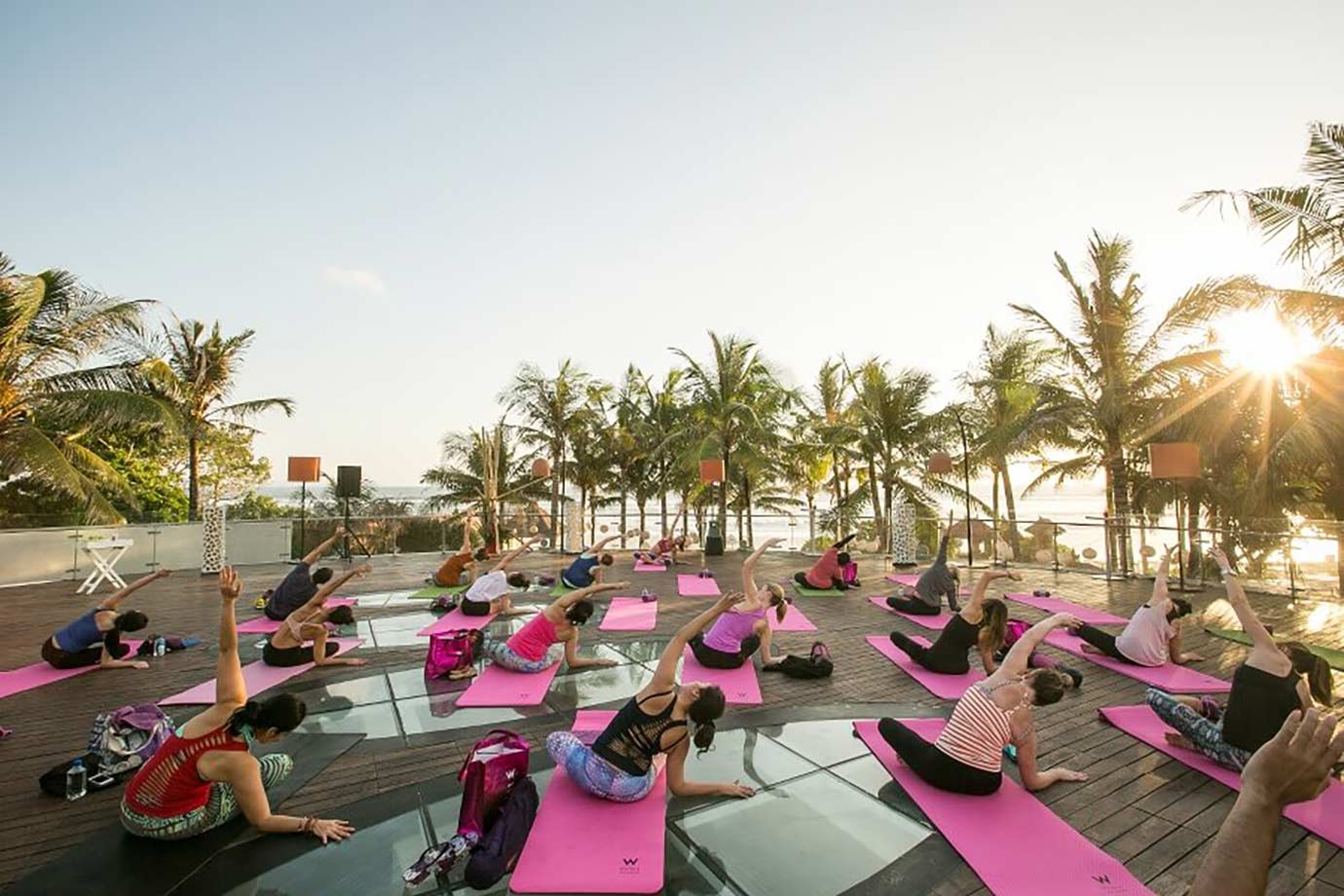 Morning yoga classes at Rejoice Fest