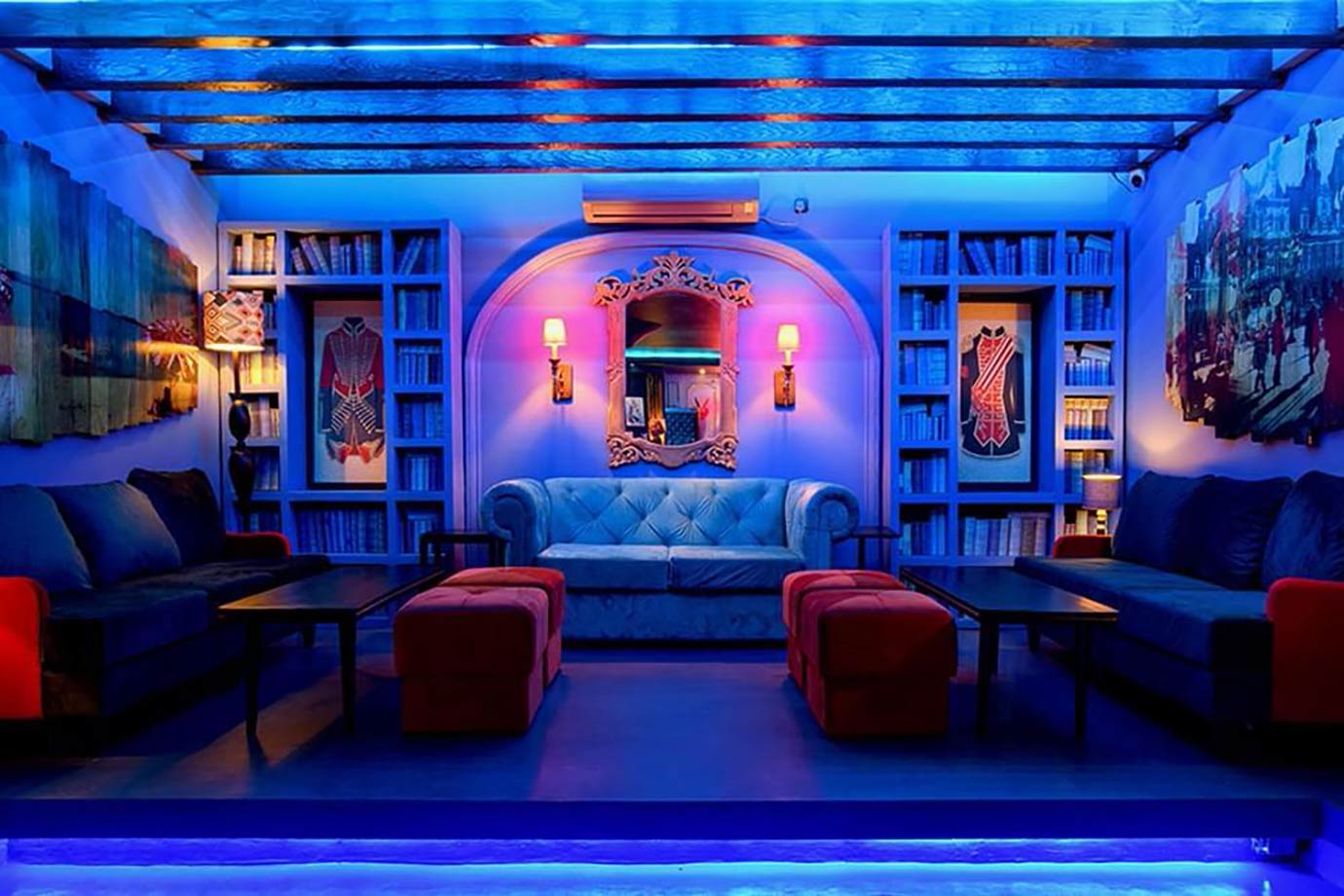 The Blue Door illuminated interior