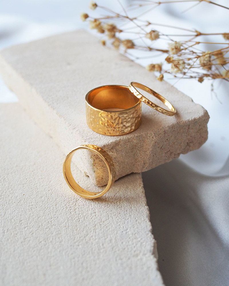 Golden rings from Luna & Rose, Canggu