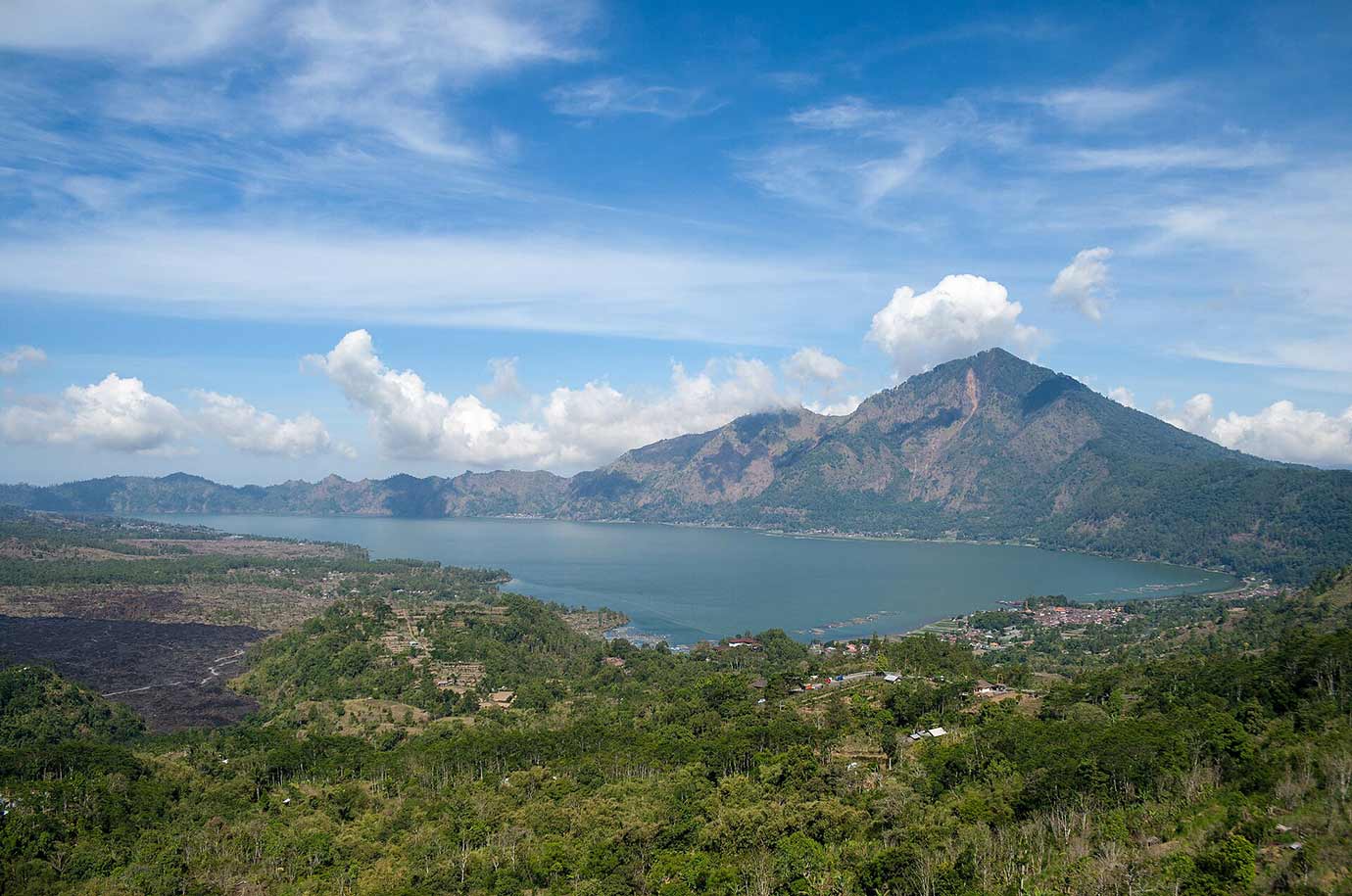 View on Lake Batur and mountain in Bali