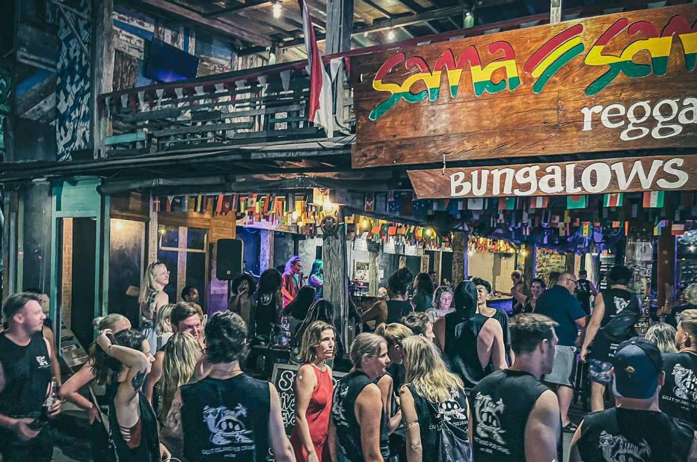 The Gili T Pub Crawl party at Sama Sama Reggae Bar