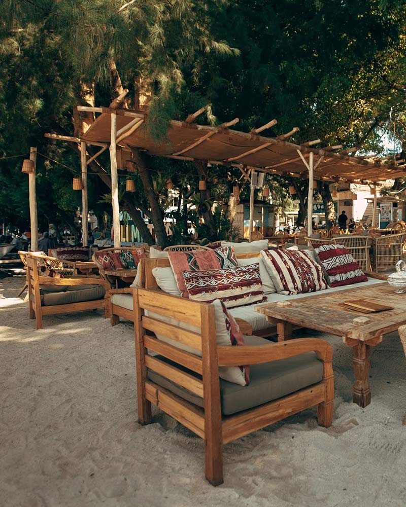 Outdoor seats of La Cala Beach Club