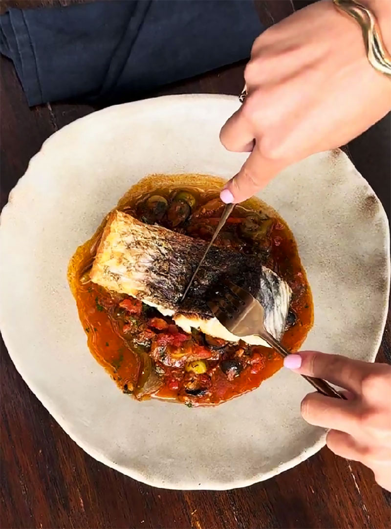 Tasting food in Donna Ubud restaurant