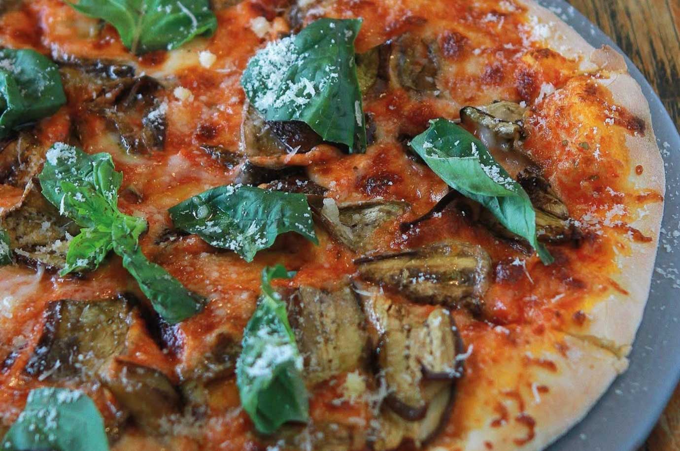 Pizza with eggplants from Mamma Mia restaurant