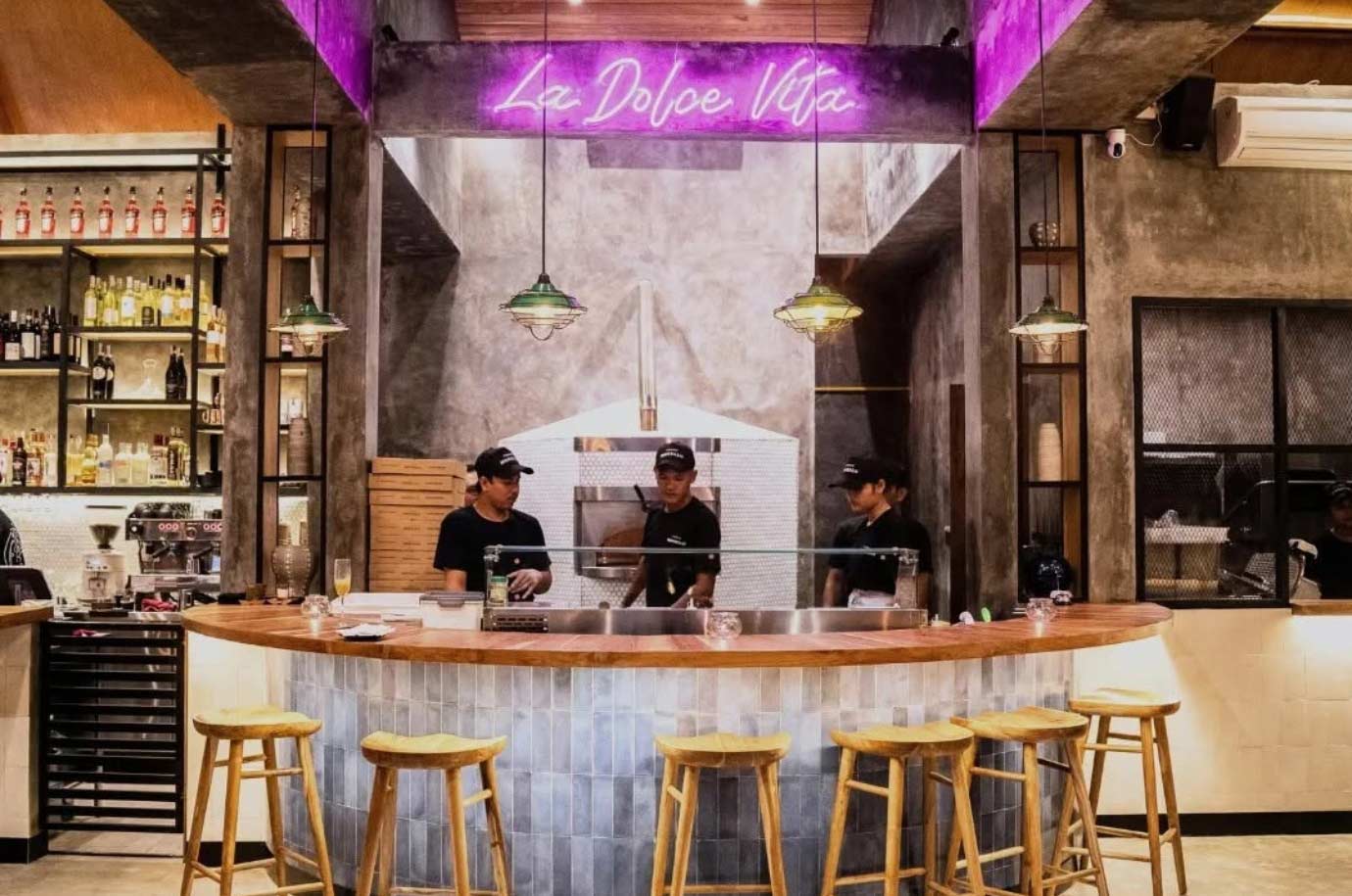 Open kitchen in the Pizzeria Monello + Italian Kitchen