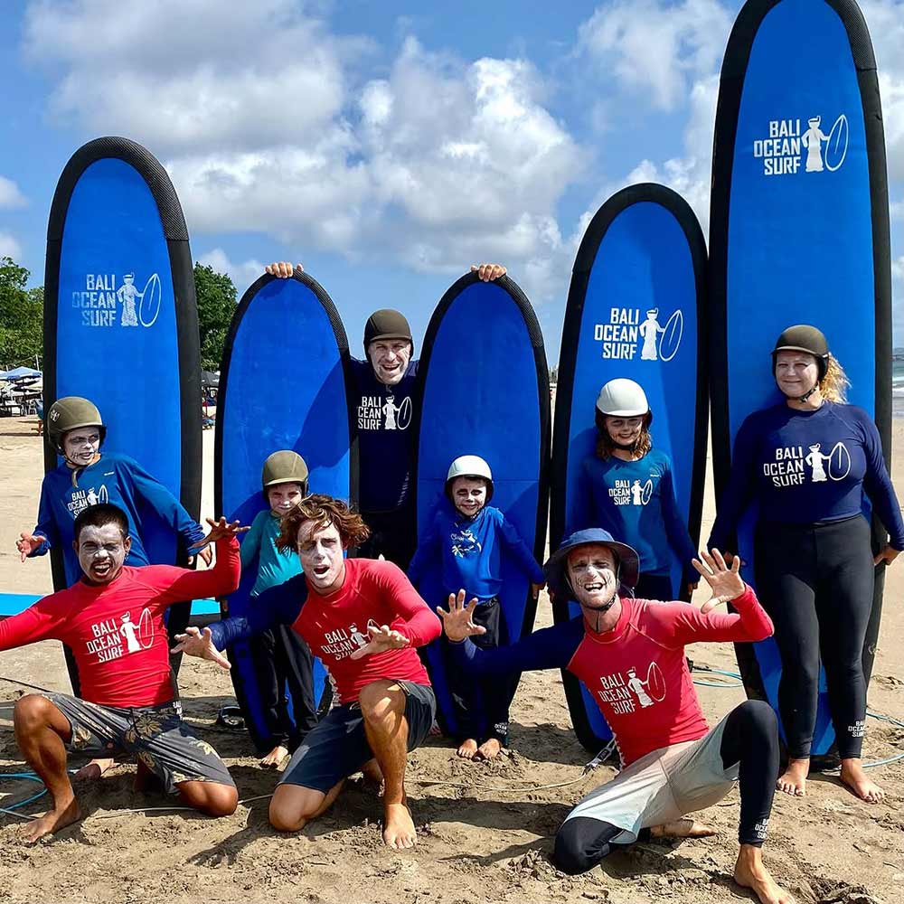 Bali Ocean Surf team with surfboards