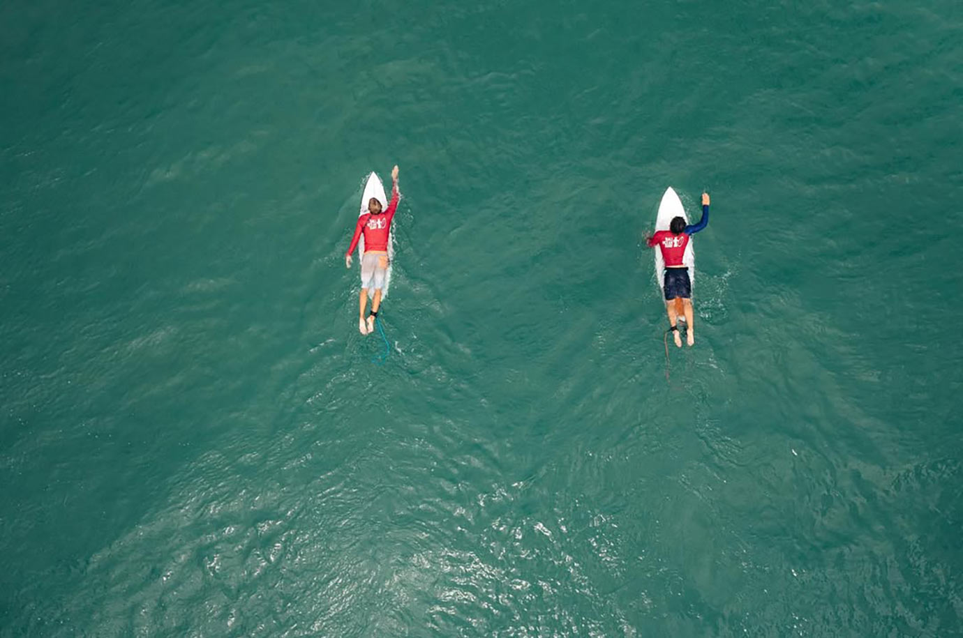 Bali Ocean Surf participants in the ocean - aerial view