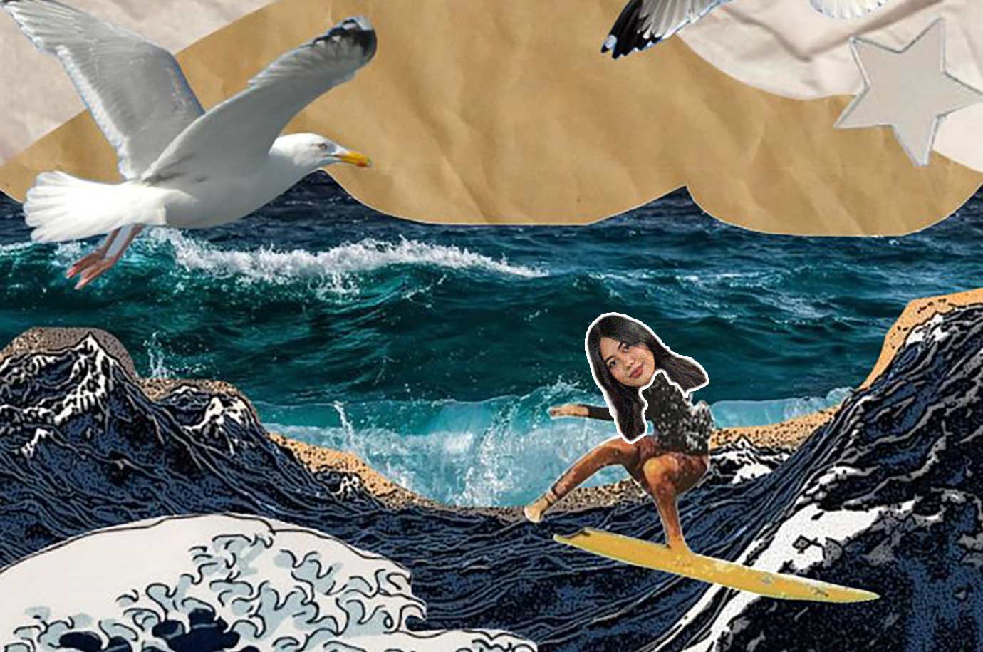OnBali expert is catching the wave - depicted as a collage
