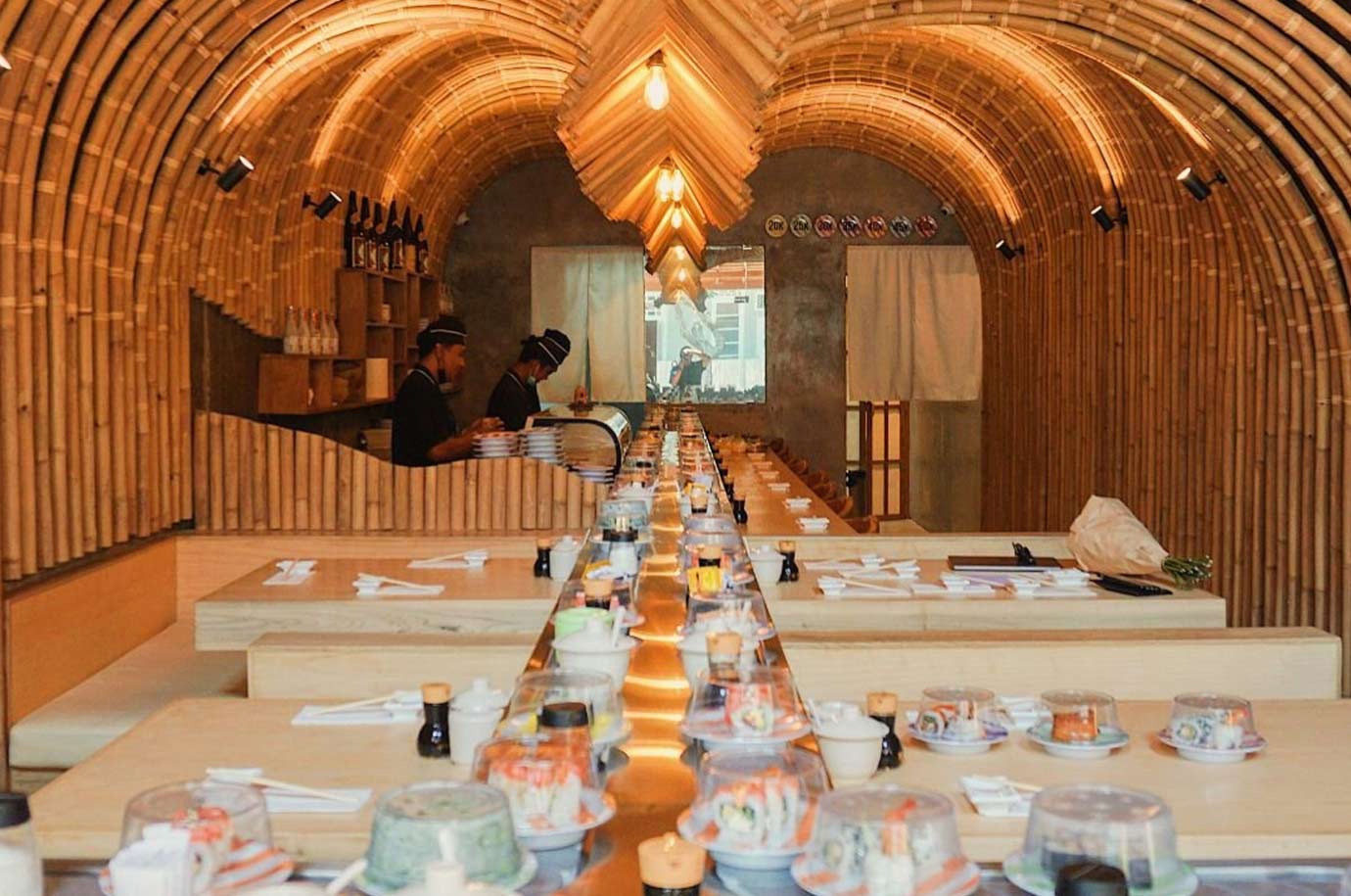 Unusual interior in the Sushimi Berawa Bali restaurant