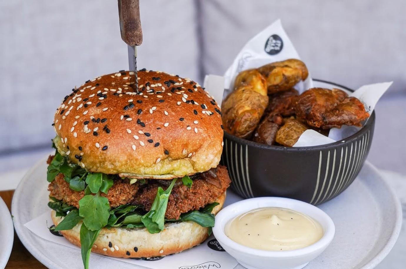 Burger and potatoes from Watercress Ubud