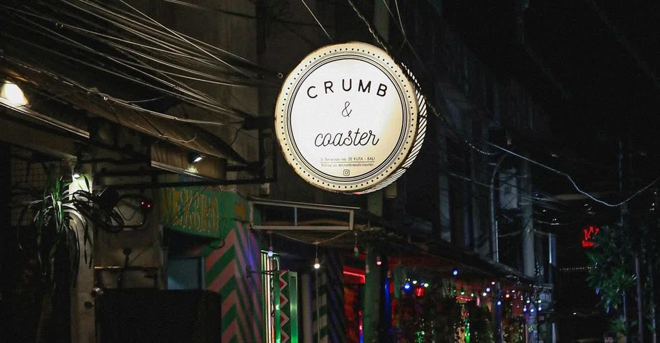 Crumbs & Coaster - the signboard on the cafe on the street