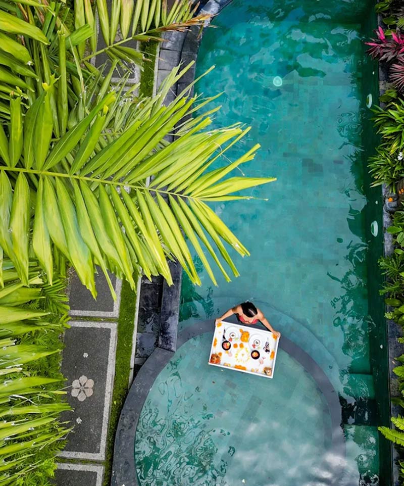 Bisma Cottages swimming pool - aerial view