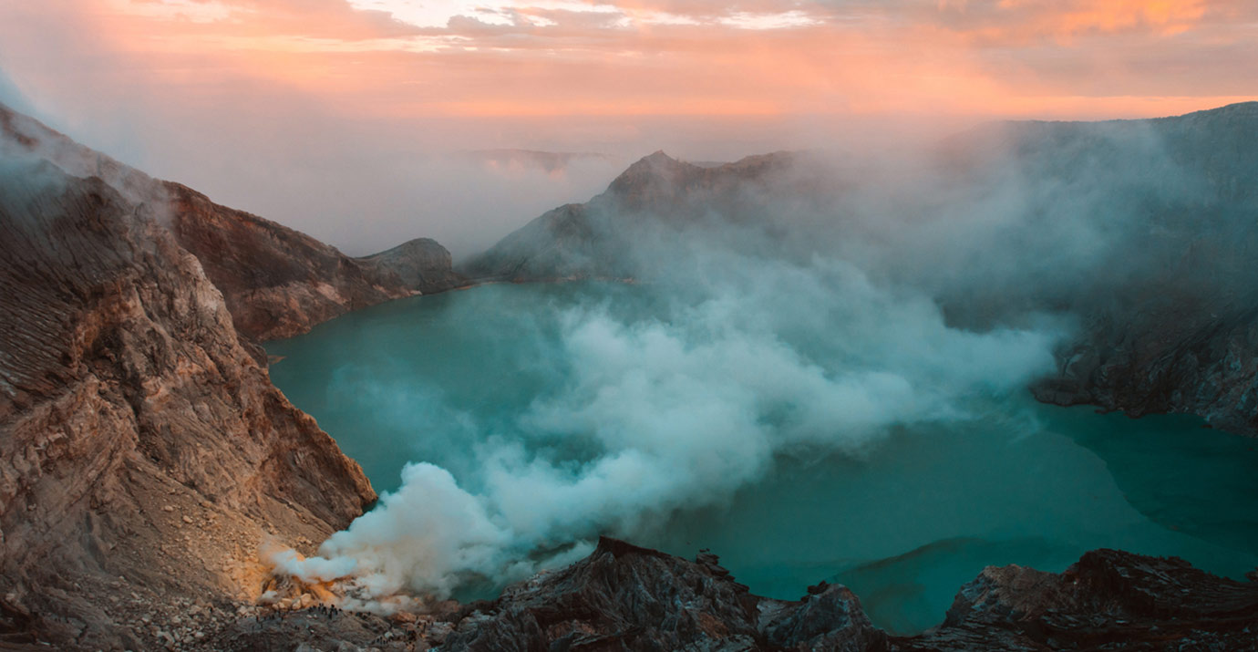 Blue fire over the Mount Ijen in Bali