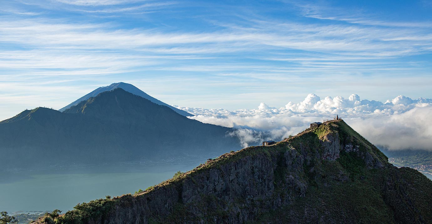 The peak of Mount Batur in Bali