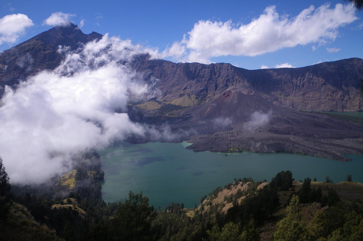 Clouds over Mount Rinjani in Bali