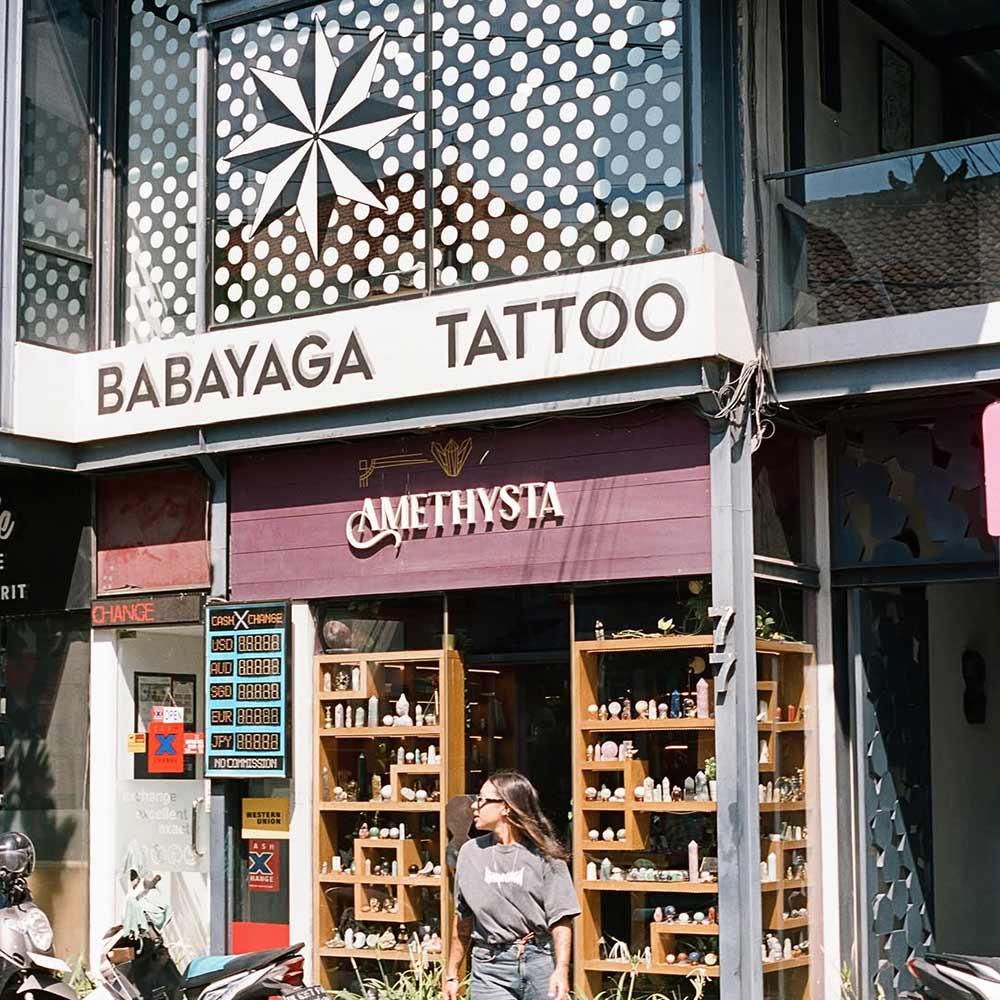 Signboard of Babayaga Tattoo Bali