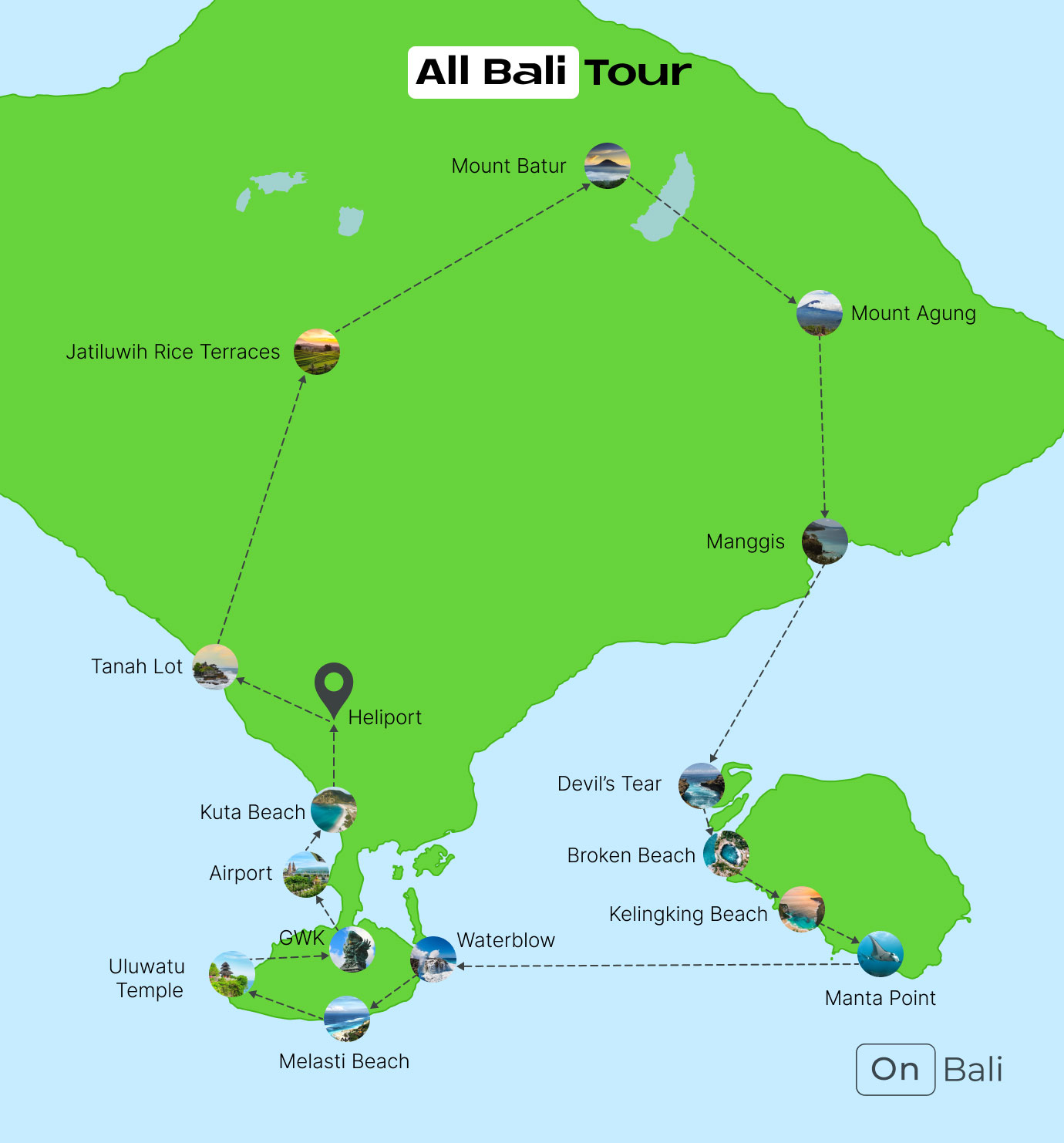 All Bali Tour route map