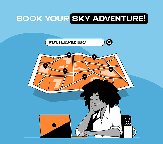 Tour manager of Bali Helicopter Tours with map