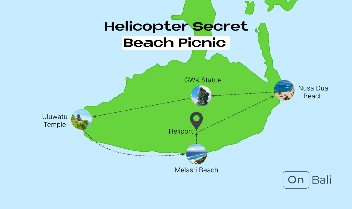 Helicopter Secret Beach Picnic route map