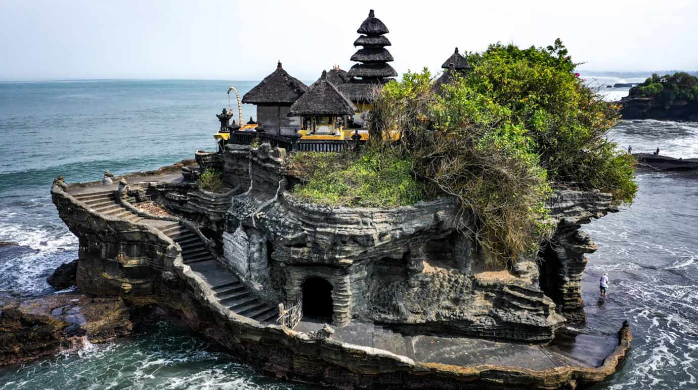 Tanah Lot Temple during the helicopter tour