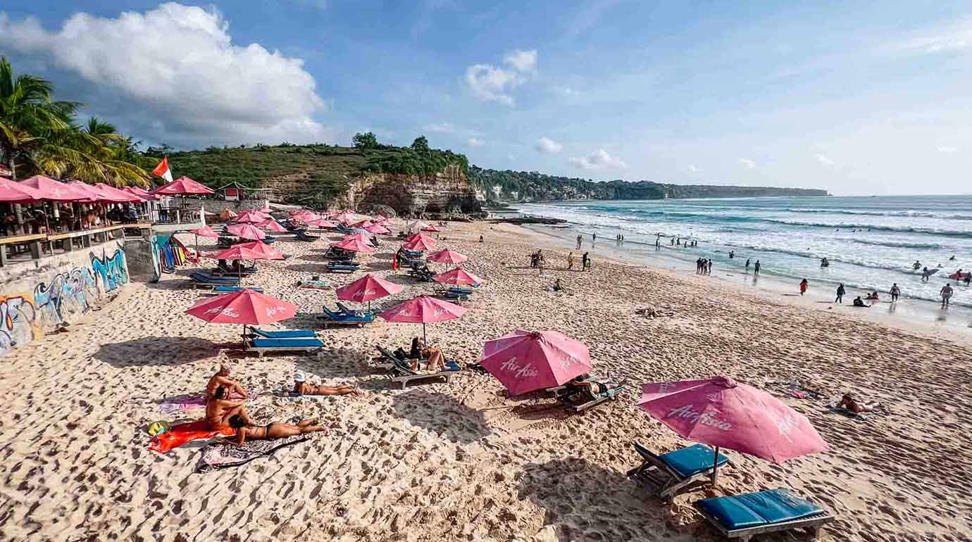 Melasti Beach during South Coast Helicopter Tour