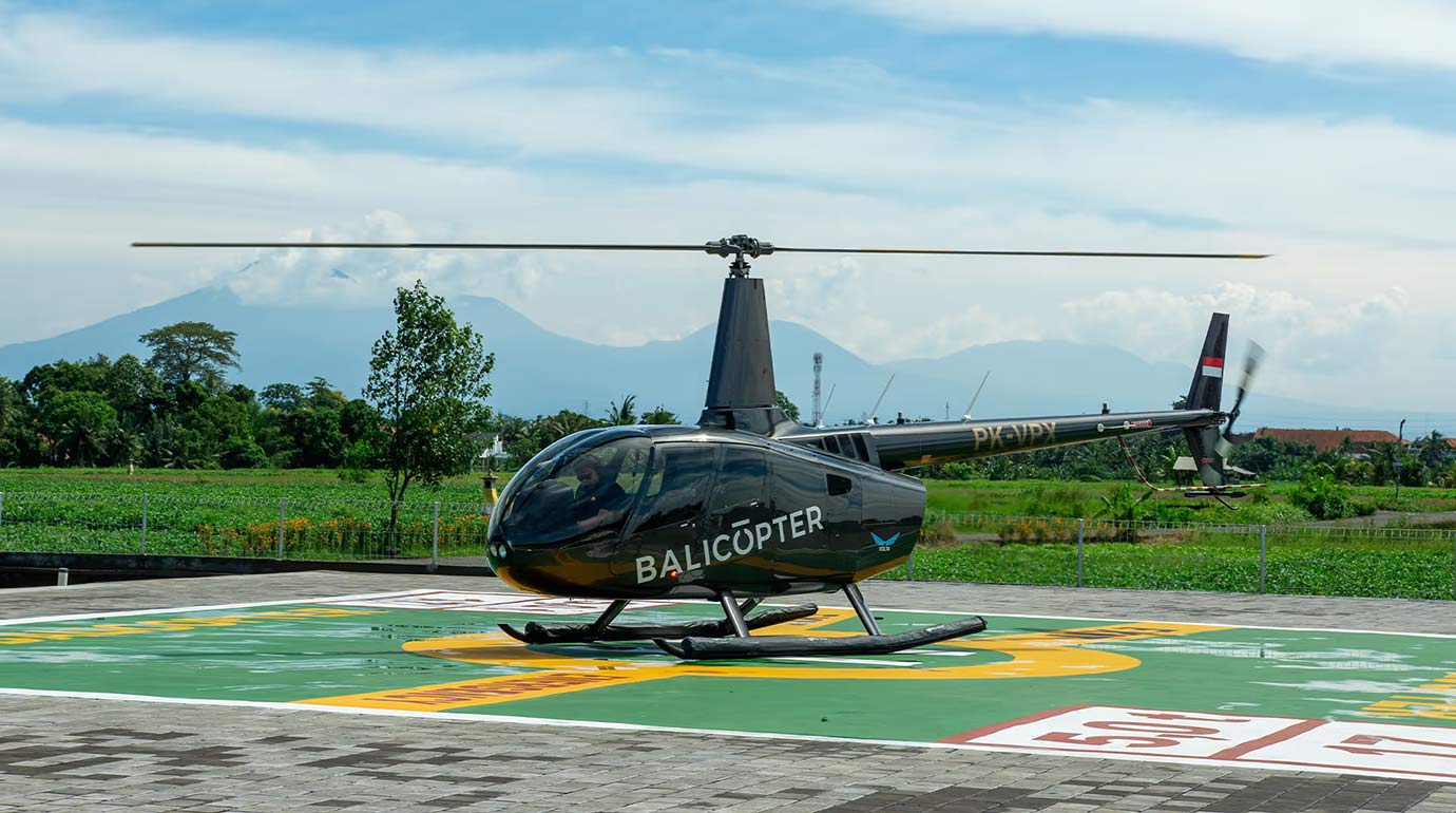 Helicopter on Baicopter helipad