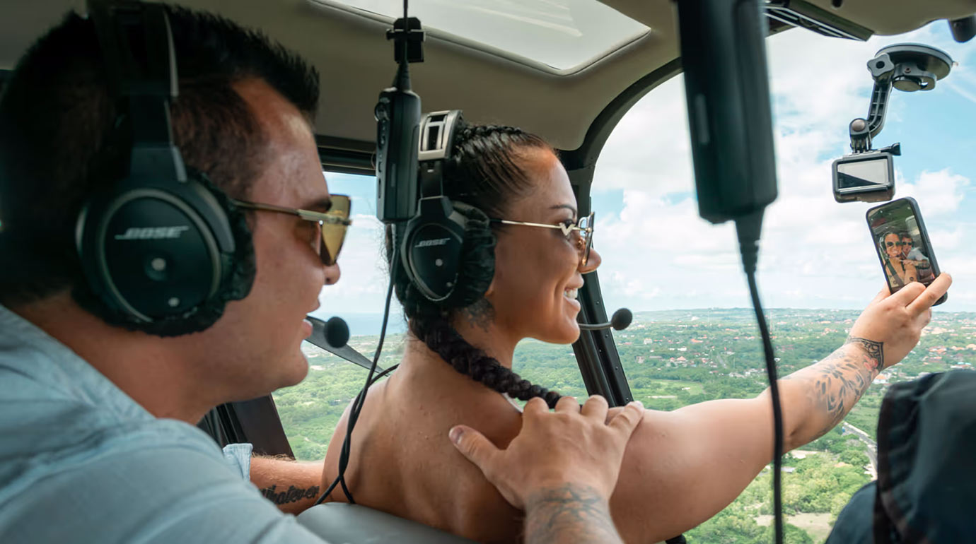 Selfie in helicopter during the tour